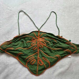 XL Farm Rio x Anthropologie Fresh forest leaf crop top 2